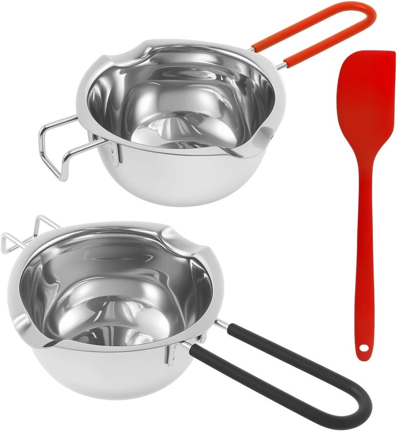 Stainless Steel Double Boiler Pot Melting Bowl 2Pcs 480ml Stainless Steel Double Boiler Pot with Heat Resistant Handle Enduring Melting Bowl for - Image 2