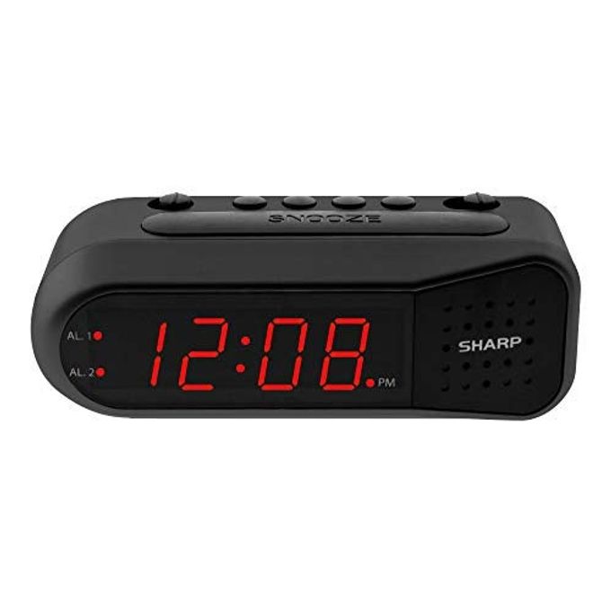 SHARP Digital Alarm Clock  Black Case With Red Leds Ascending Alarm Grows Increasing Louder, Gentle Wake Up Experience, Dual Alarm Battery Back-Up, Easy To Use With Simple Operation - Image 4