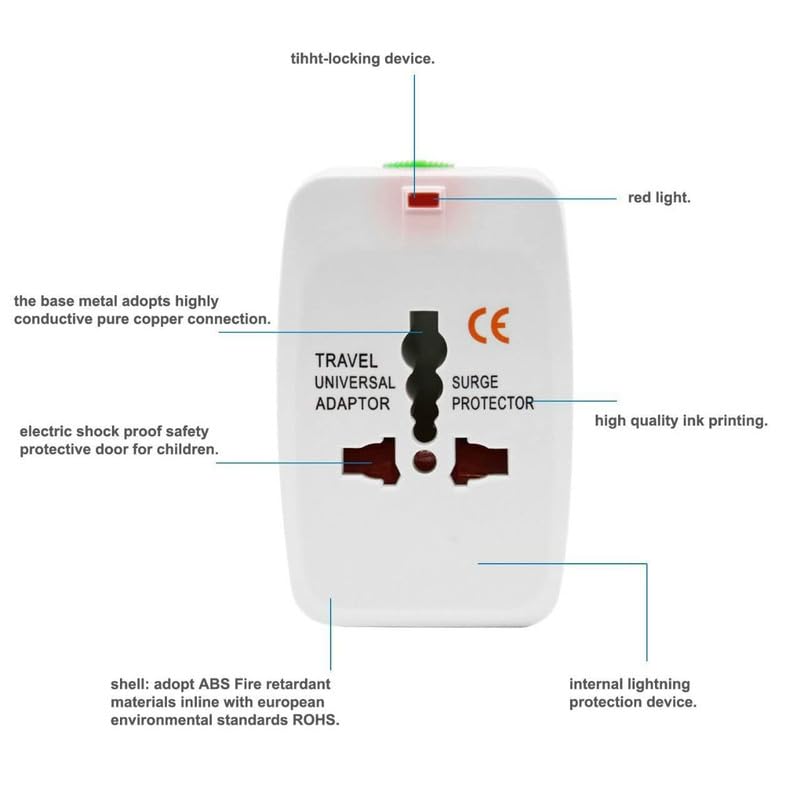 PARVY Universal Travel Adapter with Dual USB Charger Ports 150 Countries Compatibility Builtin Safety Shutters 6A Max Power Output 100240V Input for Smartphones White - Image 5