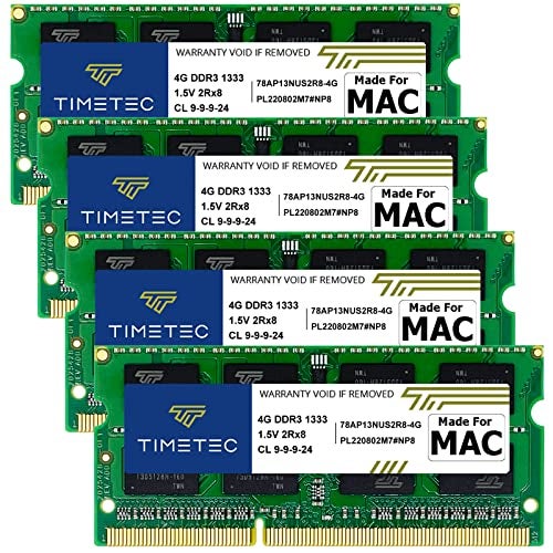 Timetec 16GB KIT(4x4GB) Compatible for Apple DDR3 1333MHz PC3-10600 CL9 for iMac (Mid 2010 27 inch, Mid 2011 21.5/27 inch) SODIMM Memory Module MAC RAM Upgrade for iMac 11,3 / iMac 12,1 / iMac 12, 2 - Image 1
