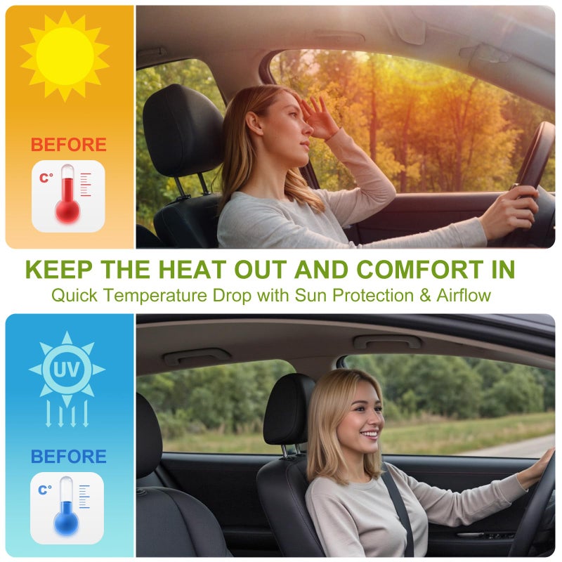 Jeyoon Car Side Window Sun Shades, 4 Pcs Magnetic Car Window Covers for Baby, Half Blackout & Half See-Through Privacy Curtains, Light Blocking&UV Protection Window Screen for Camp, Travel, Nap - Image 5