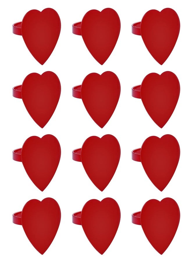 Yookat 12 Pieces Valentines Napkin Rings Red Hearts Napkin Ring Valentines Napkin Holder Valentines Napkin Rings for Valentines Wedding Table Decorations - Image 1