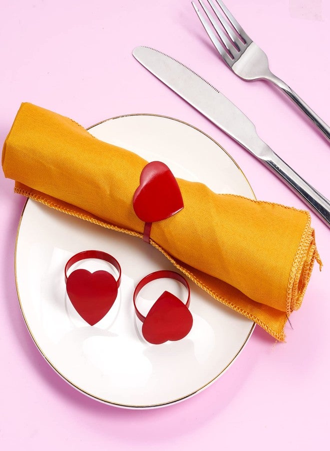 Yookat 12 Pieces Valentines Napkin Rings Red Hearts Napkin Ring Valentines Napkin Holder Valentines Napkin Rings for Valentines Wedding Table Decorations - Image 3