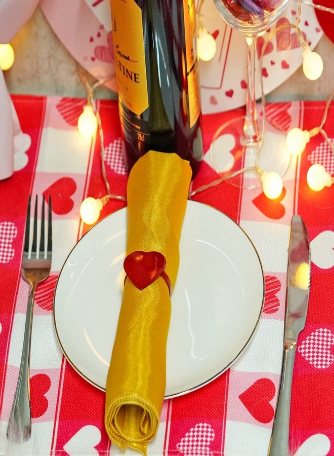 Yookat 12 Pieces Valentines Napkin Rings Red Hearts Napkin Ring Valentines Napkin Holder Valentines Napkin Rings for Valentines Wedding Table Decorations - Image 5