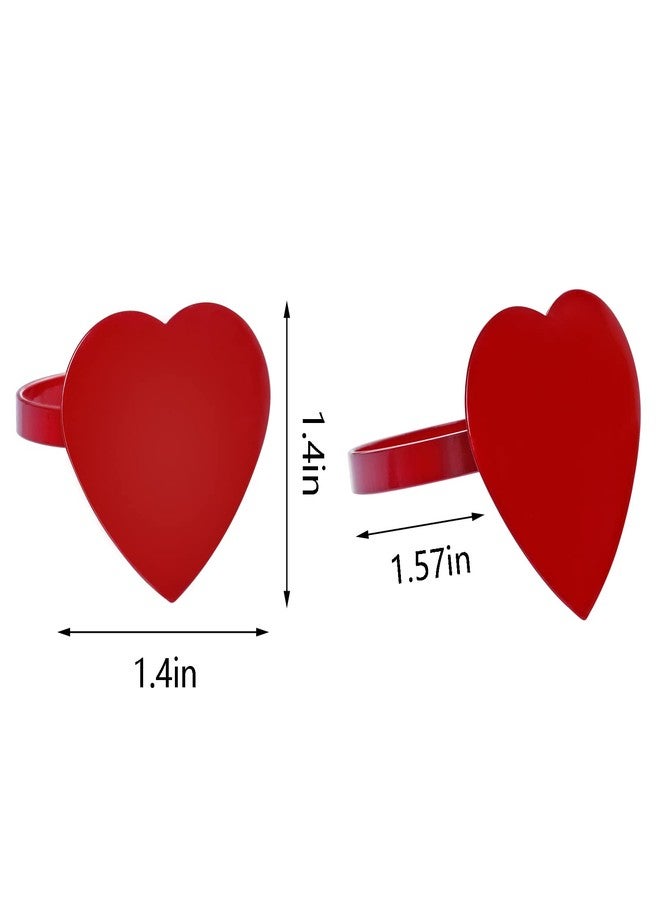 Yookat 12 Pieces Valentines Napkin Rings Red Hearts Napkin Ring Valentines Napkin Holder Valentines Napkin Rings for Valentines Wedding Table Decorations - Image 2