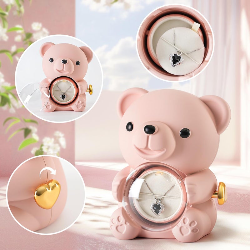 Anthonic Cute Teddy Bear with Preserved Rose - A Real Rose Flower in Bear with Elegant Gift Box - Romantic Gift for Her in Mother's Day, Weddings, Anniversaries, and Bridal Showers (Champagne) - Image 2