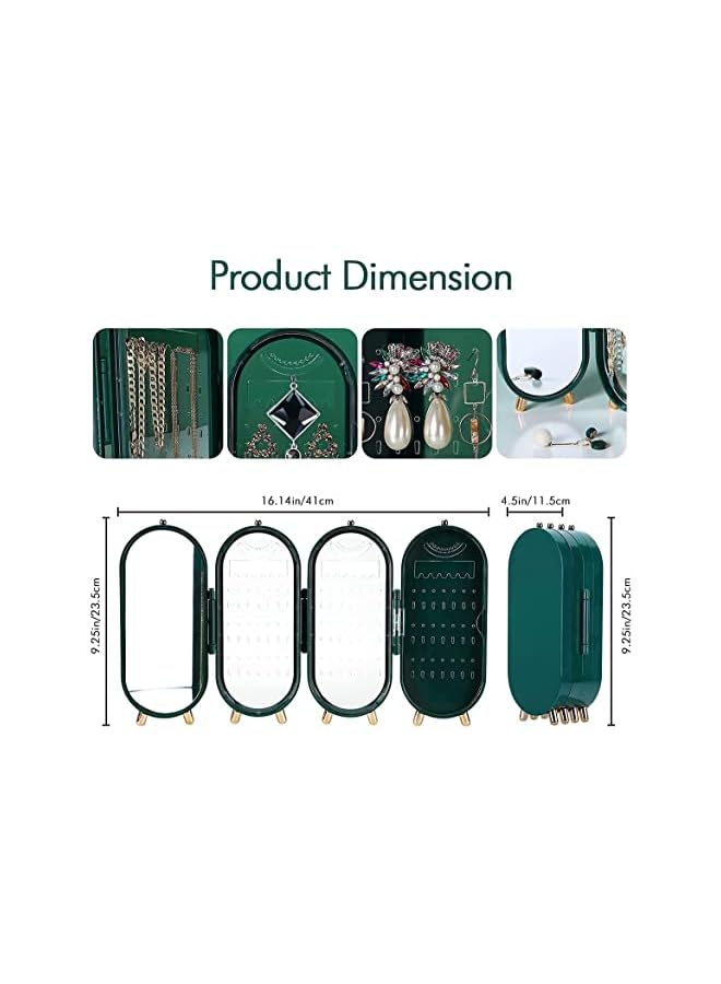 Zaboon 177 Holes Earring Organizer Stand, 4 Tiers Hanging Jewelry Organizer Box Foldable Travel Jewelry Organizer with Mirror, Earring Holder Stand for Women Girls Earrings& Necklaces - Image 2