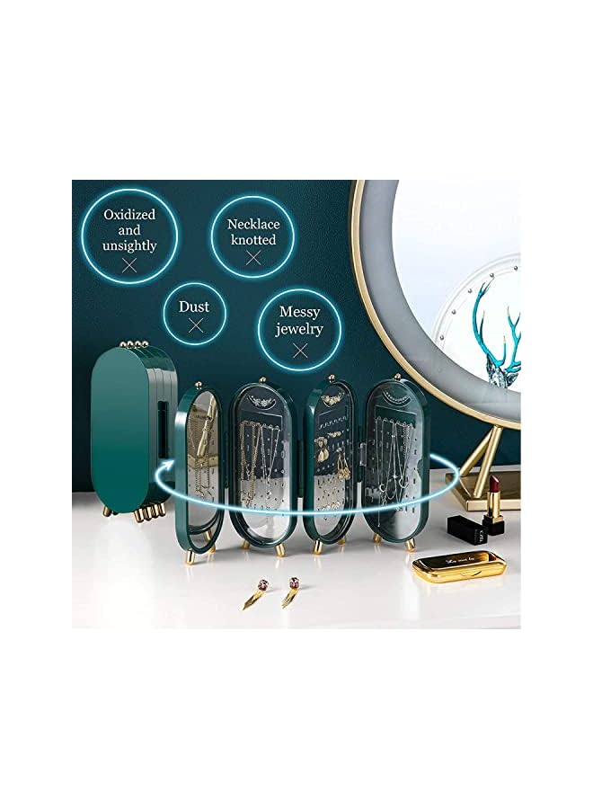 Zaboon 177 Holes Earring Organizer Stand, 4 Tiers Hanging Jewelry Organizer Box Foldable Travel Jewelry Organizer with Mirror, Earring Holder Stand for Women Girls Earrings& Necklaces - Image 3