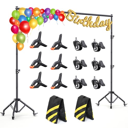 Forlogic Backdrop Stand with Wheels 10x7.5Ft (WxH), Photo Backdrop Stand Easy to Move,Heavy Duty Back Drop Adjustable Stand for Parties,Banner Stand Photography and Video Studios - Image 1