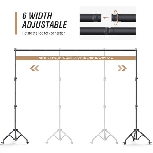 Forlogic Backdrop Stand with Wheels 10x7.5Ft (WxH), Photo Backdrop Stand Easy to Move,Heavy Duty Back Drop Adjustable Stand for Parties,Banner Stand Photography and Video Studios - Image 5
