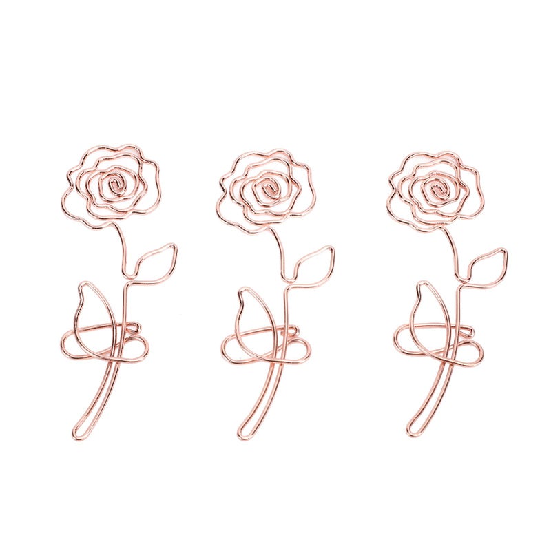 30PCS Stainless Steel Rose Shaped Bookmarks Planner Clips Multifunctional Paper Clips Document Organizer - Image 4
