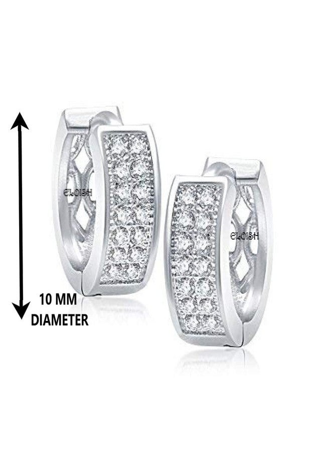 ELOISH Sterling Silver Double CZ Studded Earrings for Women and Girls. - Image 2