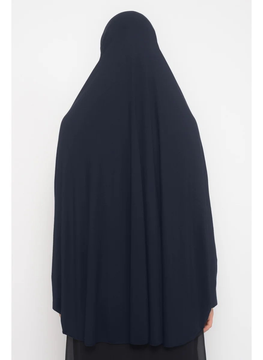 التوبة Practical Hijab Hijab with Sleeves Soufflé Sheet Top and Veil - Prayer Cover with Nikap - Navy Blue