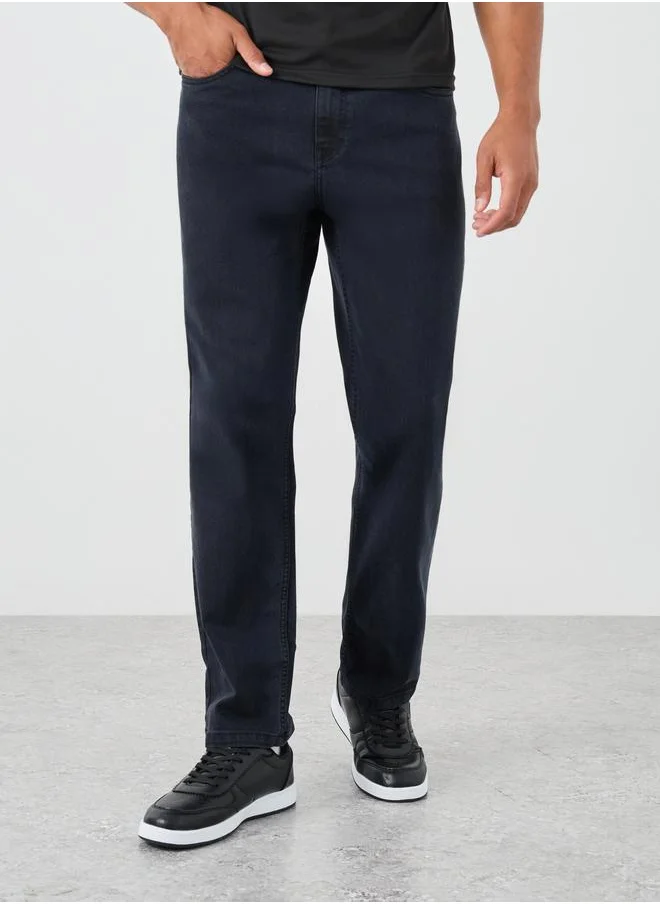 ستايلي Styli Solid Mid Rise Regular Fit Jeans