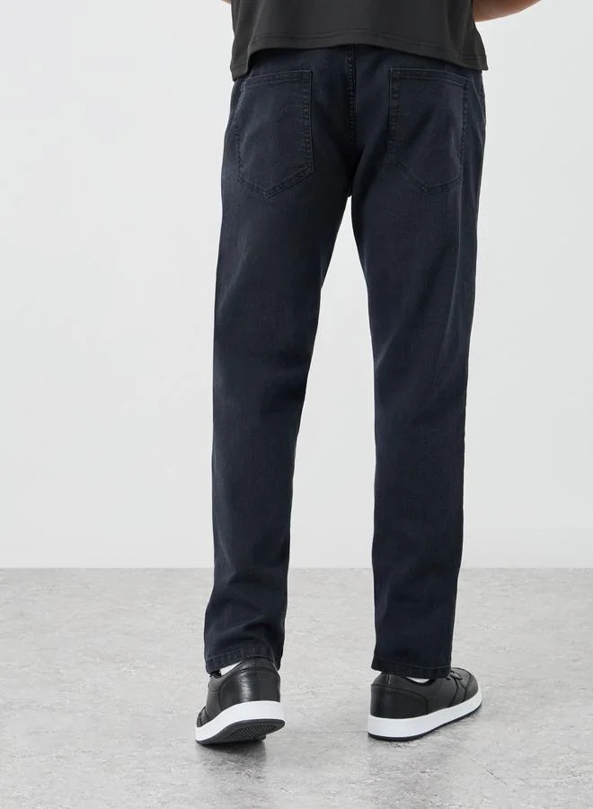 Styli Styli Solid Mid Rise Regular Fit Jeans