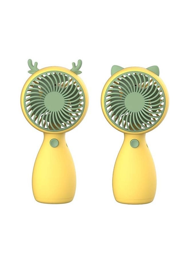 2pcs MLS6035 USB Mini Charging With Lanyard Small Fan, Style Random Delivery(Yellow) - Image 1