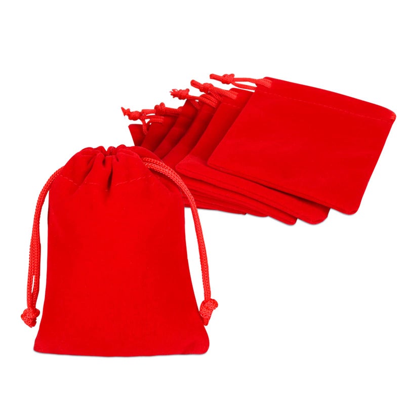 Shintop 10 Pack Velvet Drawstring Bags for Christmas Wedding Gift Bags Velvet Cloth Jewelry Pouches 275 x 354 Red