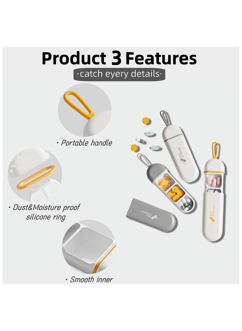 Hihonor Portable Pill Box 3-Pack, Pull-Out Design Leather Pull Cord, Household Portable Small Pill Box One Day Sub-Package Pill Box Elderly Carry With Sub-Pill Box Mini Pill Sub-Package Box  - Image 2