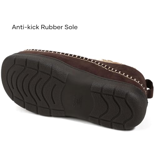 Zigzagger Men's Moccasin Slippers Memory Foam House Shoes, Ankle Toasty Indoor and Outdoor Warm Loafer Slippers(Coffee,Size 12) - Image 5
