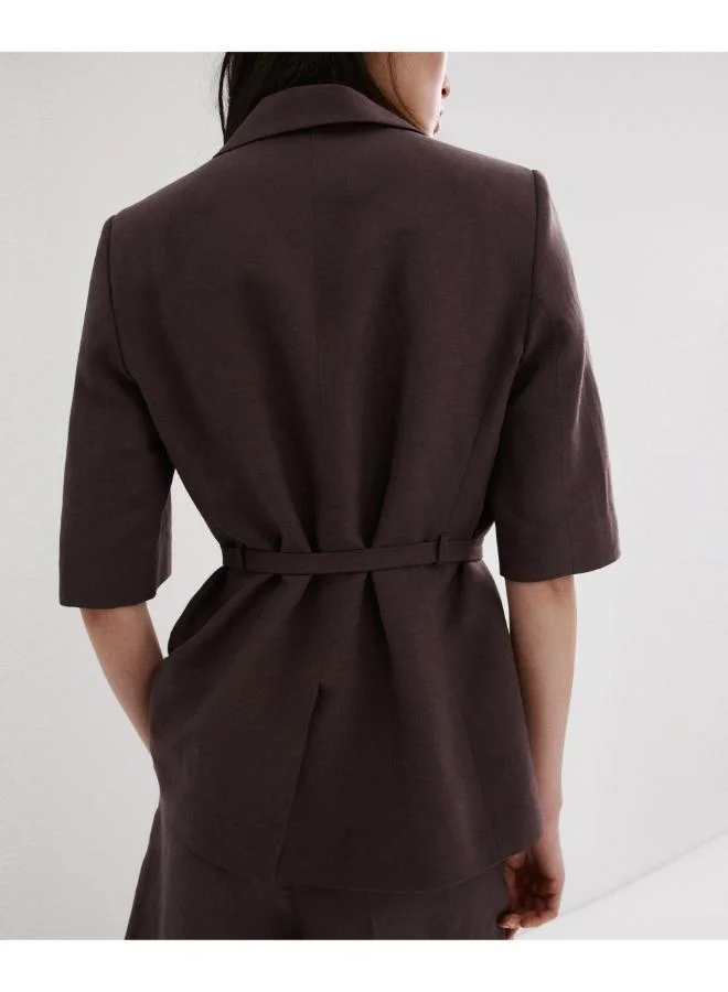 MANGO  Linen suit jacket with belt for Women | Best Price UAE