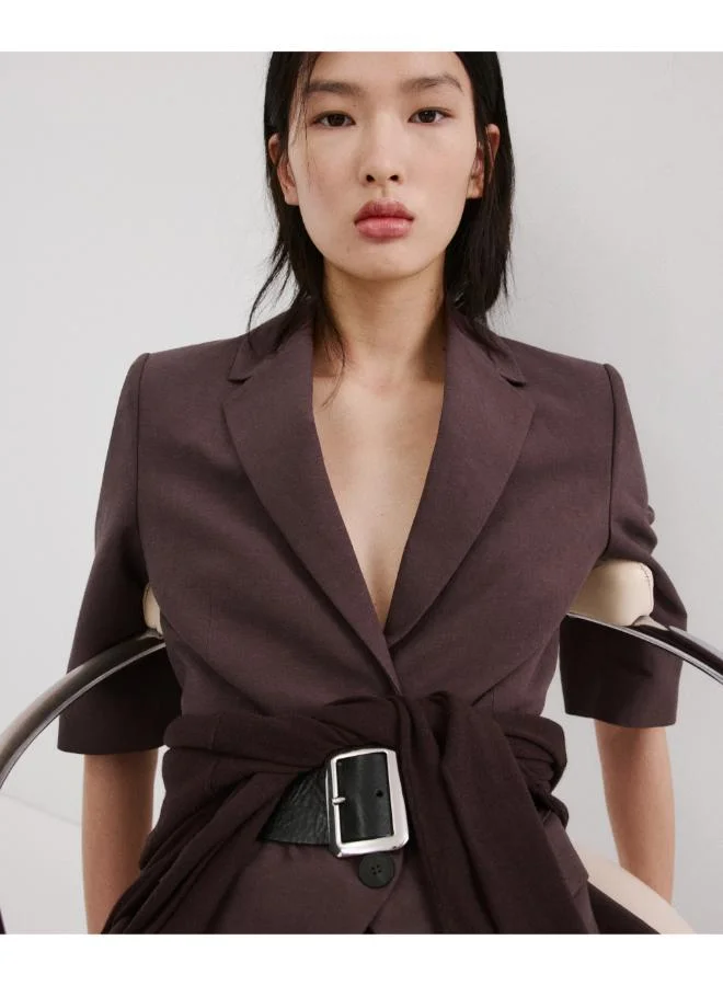 MANGO  Linen suit jacket with belt for Women | Best Price UAE