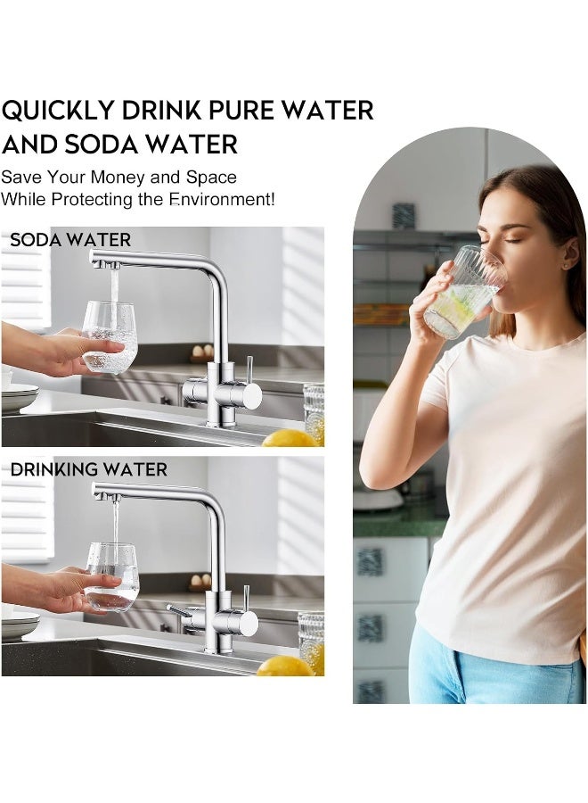 CREA 4 Way Kitchen Tap, 360° Swivel Soda Kitchen Sink Tap, Chrome - Image 3