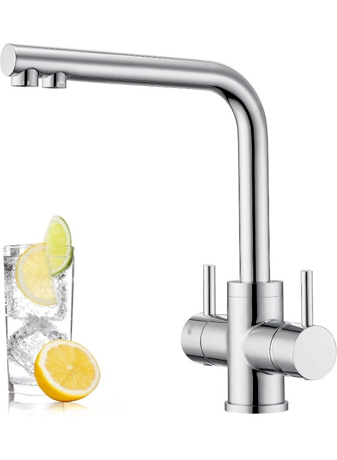 CREA 4 Way Kitchen Tap, 360° Swivel Soda Kitchen Sink Tap, Chrome - Image 1