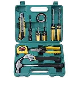 LUXURAA HOME LUXURAA HOME 12 in 1 Electrical Repair Home Hand Tool Kit Set With Screwdriver Hammer Measuring Tape Wrenches Cutter Pliers All Accessories Hardware Tool box Mechanical  - Image 1