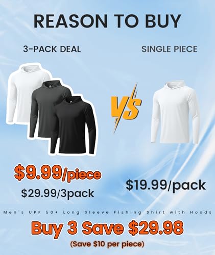 ZITY Fishing T Shirts for Men UV Sun Protection UPF 50+ Long Sleeve Tee T-Shirt Swimming T-Shirts Rash Guard Mens Shirts Pack - Image 5