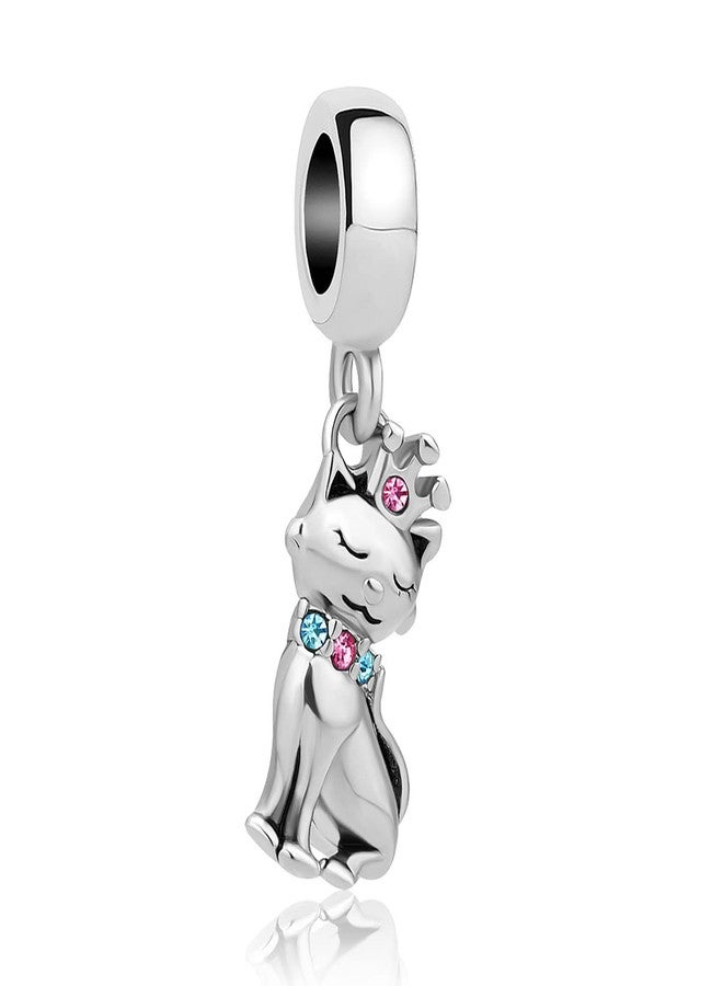 MiiFort Crown Kitty Cat Charm Compatible with Pandora Bracelets Grace Pink Blue CZ Animal Dangle Daughter Granddaughter Aunt Mother Grandmother Birthday Anniversary - Image 2