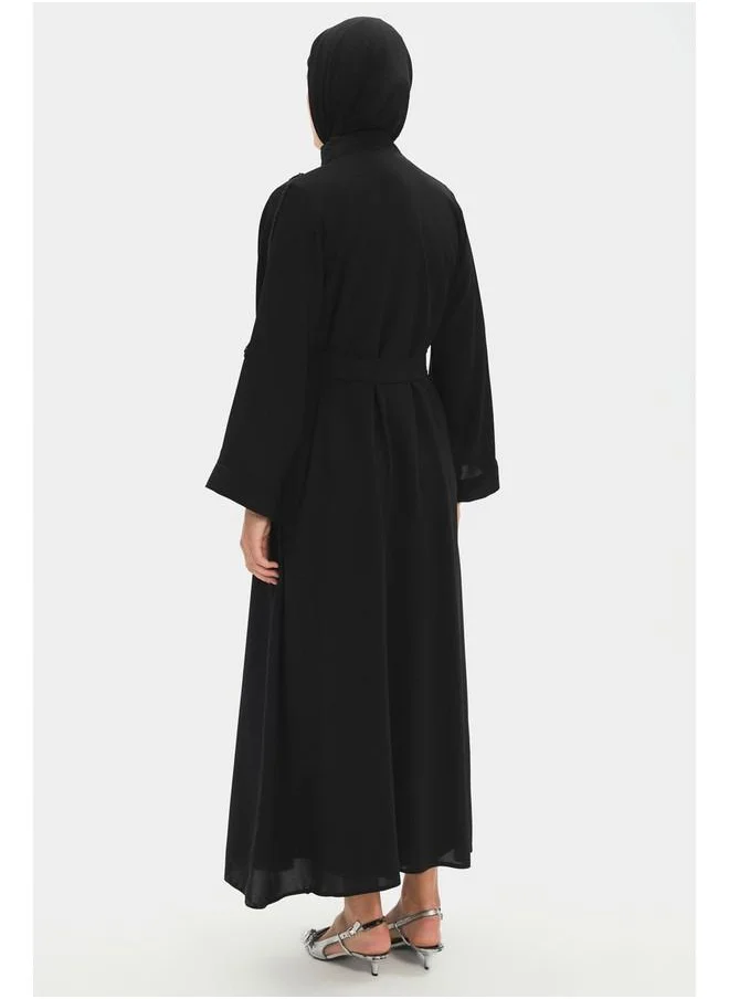 جون June Women Embroidered Detailed Abaya Black