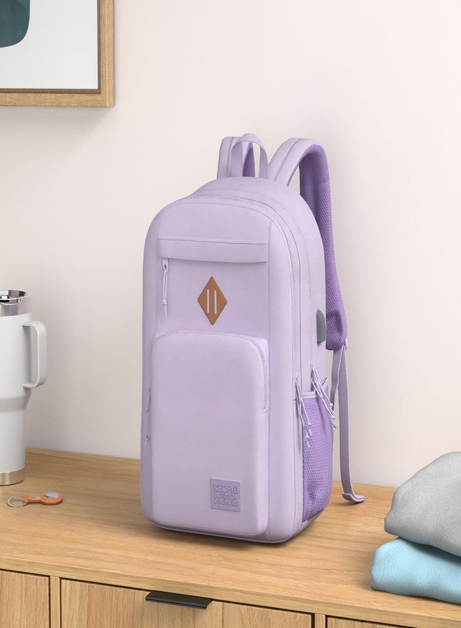 KEOFID classic carry-on travel backpack for men and women, Anti theft laptop backpack with USB charging port, work backpack, large backpack for college, water resistent(Light Purple) - Image 2