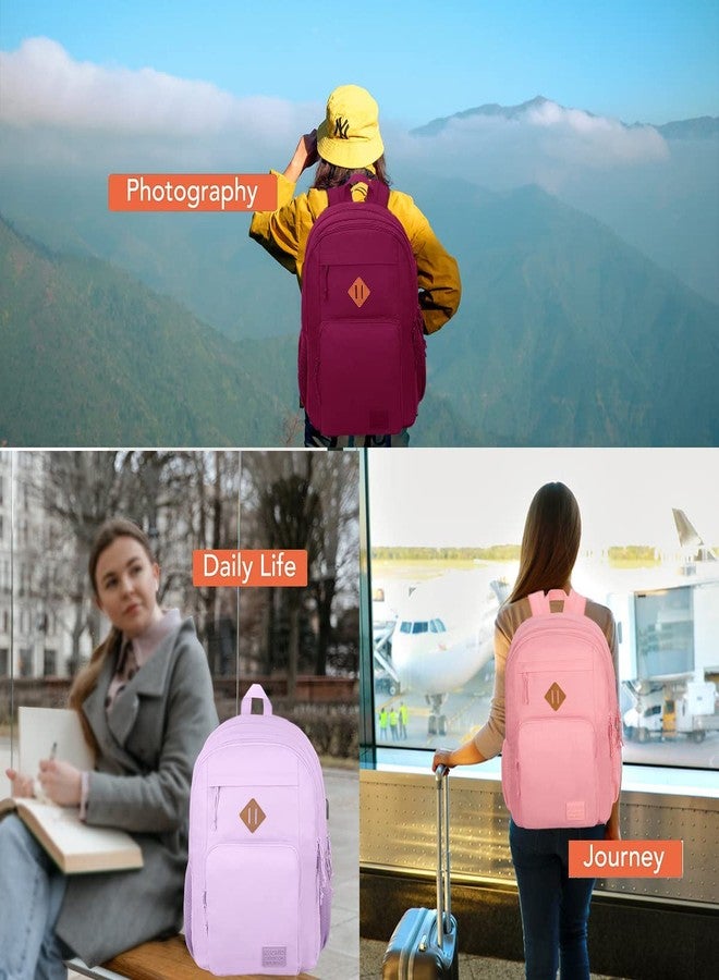 KEOFID classic carry-on travel backpack for men and women, Anti theft laptop backpack with USB charging port, work backpack, large backpack for college, water resistent(Light Purple) - Image 5