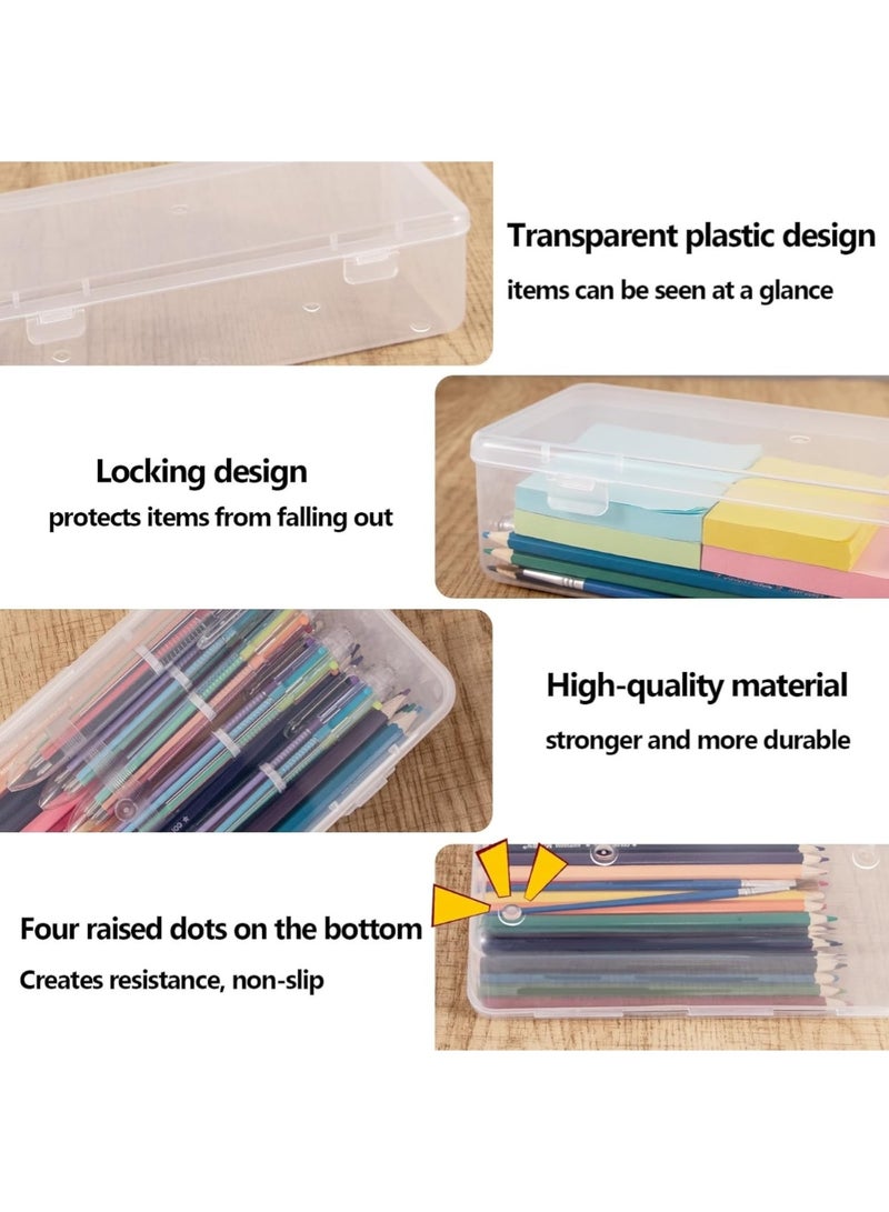 CHU DAI 4 Packs Clear Pencil Box，Small Plastic Box for Bead Storage，Long Hard Pencil Rectangular Plastic Boxes with Lid for Sewing Threads Crayon Washi Tape Brush Painting, 24×10.5×6.1cm  - Image 3