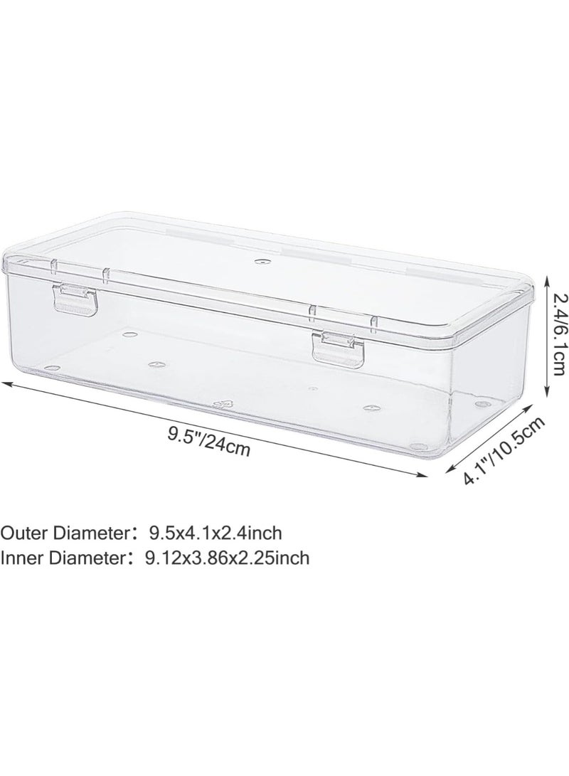 CHU DAI 4 Packs Clear Pencil Box，Small Plastic Box for Bead Storage，Long Hard Pencil Rectangular Plastic Boxes with Lid for Sewing Threads Crayon Washi Tape Brush Painting, 24×10.5×6.1cm  - Image 2