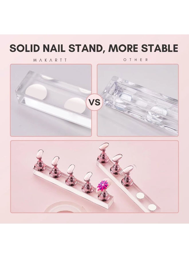 قاعدة تدريب الأظافر الاصطناعية من الأكريليك مع حامل أظافر شفاف عالي ورف عرض للأظافر الموجية السميكة وحامل أظافر شطرنج - Image 2