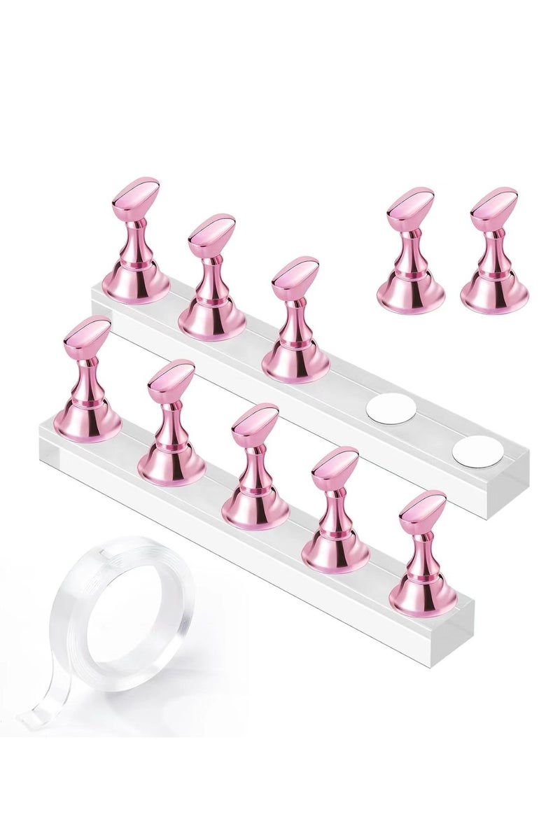 قاعدة تدريب الأظافر الاصطناعية من الأكريليك مع حامل أظافر شفاف عالي ورف عرض للأظافر الموجية السميكة وحامل أظافر شطرنج - Image 1