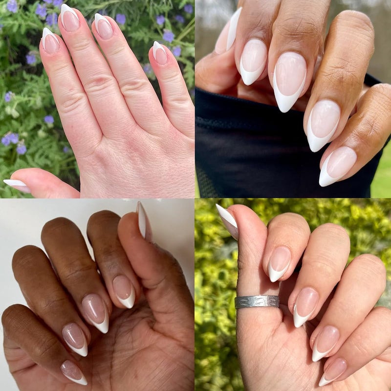 Olive & June Maximalist Instant Mani Press-On Nails (Glue) | 42 Fake Nails, 21 Sizes | Non-Toxic, Long-Lasting Big, Bold Gorgeous Realistic Look | Salon-Quality | Medium, Stiletto | Sharp French - Image 5