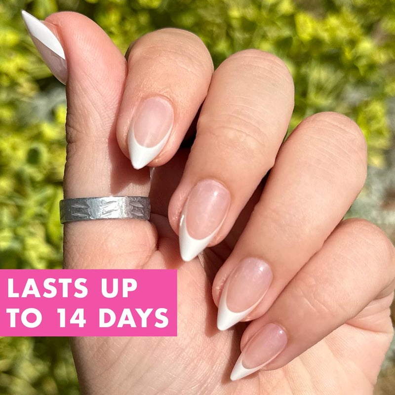 Olive & June Maximalist Instant Mani Press-On Nails (Glue) | 42 Fake Nails, 21 Sizes | Non-Toxic, Long-Lasting Big, Bold Gorgeous Realistic Look | Salon-Quality | Medium, Stiletto | Sharp French - Image 3