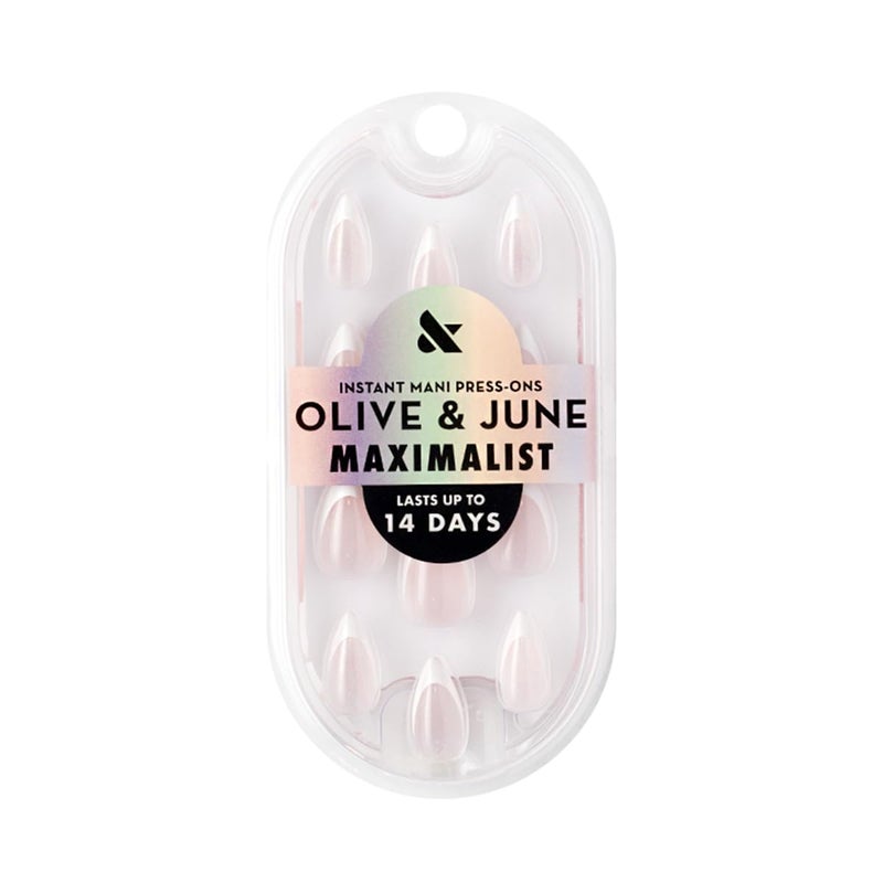 Olive & June Maximalist Instant Mani Press-On Nails (Glue) | 42 Fake Nails, 21 Sizes | Non-Toxic, Long-Lasting Big, Bold Gorgeous Realistic Look | Salon-Quality | Medium, Stiletto | Sharp French - Image 2