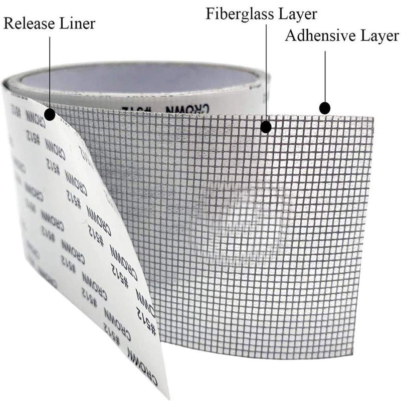 Window Screen Repair Kit Tape 2x80 inch Strong Adhesive & Waterproof Fiberglass Covering Mesh Tape for Covering Window Door Tears Holes Screen Patch Repair Kit (Black) - Image 2