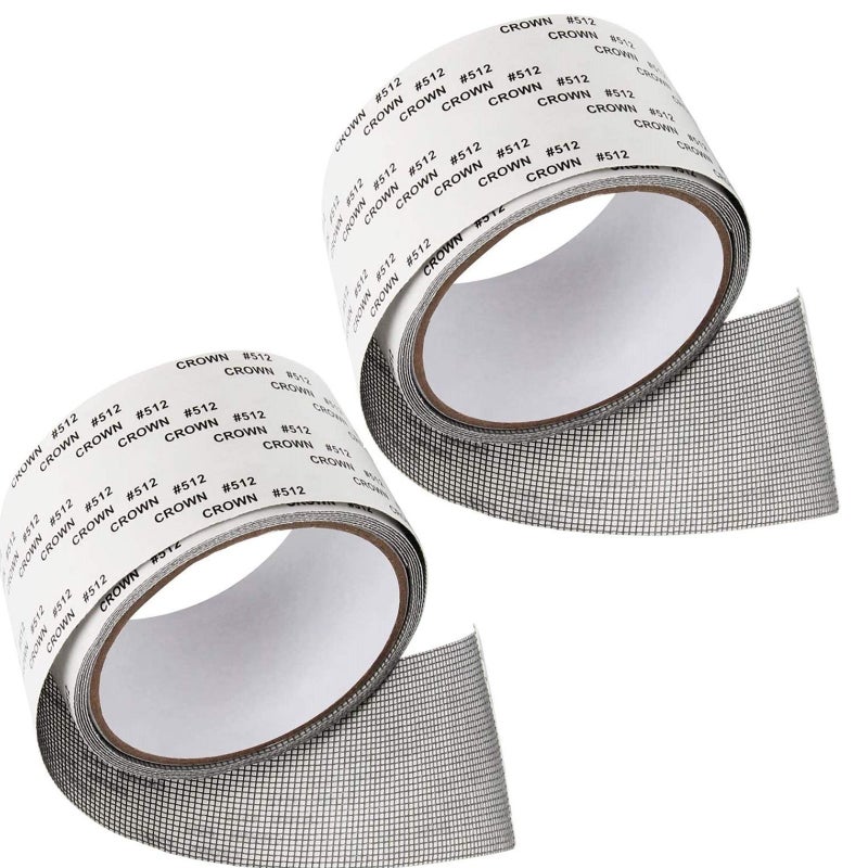 Window Screen Repair Kit Tape 2x80 inch Strong Adhesive & Waterproof Fiberglass Covering Mesh Tape for Covering Window Door Tears Holes Screen Patch Repair Kit (Black) - Image 1