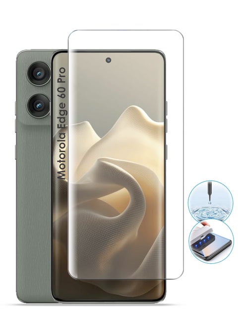 Motorola Edge 60 Pro 5G Screen Protector - UV Advanced Full Screen Tempered Glass For Motorola Edge 60 Pro, Full Adhesive UV Curved Case Friendly HD Clarity With Installation Kit, High Transparency, Delicate Touch, Anti-Explosion, Smooth Arc Edges