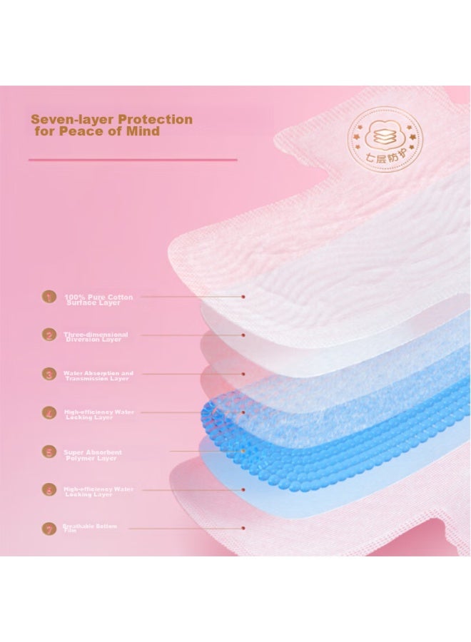 Space 7 Qidukongian Girls Ultra-thin 100% Pure Cotton Daytime Sanitary Napkins, 245mm*26 Pieces - Image 4