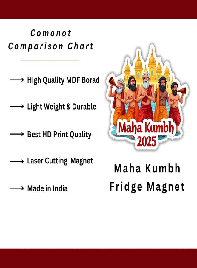 GiftODay Mahakumbh Theme Souvenir Wooden Fridge Magnet for Refrigerator - MAHAKUMBH Printed Magnet for Office, Kitchen and Home Decoration | Pilgrimage Maha Kumbh Mela Memories Souvenir Gift - Image 4