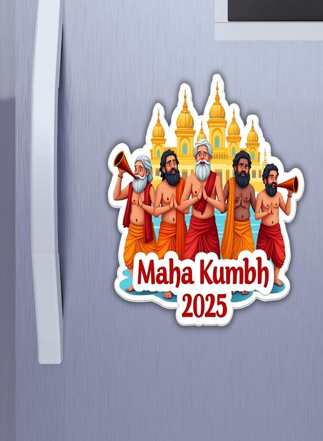 GiftODay Mahakumbh Theme Souvenir Wooden Fridge Magnet for Refrigerator - MAHAKUMBH Printed Magnet for Office, Kitchen and Home Decoration | Pilgrimage Maha Kumbh Mela Memories Souvenir Gift - Image 1