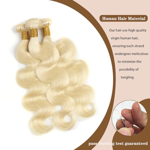 MYDIVA 613 Blonde Bundles Human Hair Body Wave 16 18 20 inch 100% Unprocessed Virgin Human Hair Extensions 12A Quick Weave Human Hair Bundles Double Weft - Image 2