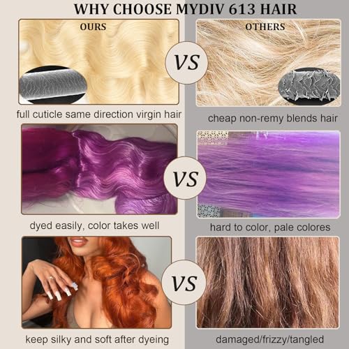 MYDIVA 613 Blonde Bundles Human Hair Body Wave 16 18 20 inch 100% Unprocessed Virgin Human Hair Extensions 12A Quick Weave Human Hair Bundles Double Weft - Image 4