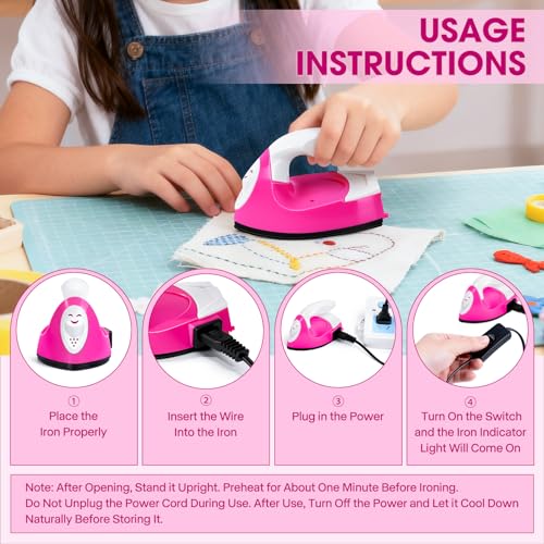 GoLashFun Mini Craft Iron,Rose Red Mini Heat Press Small Iron Portable Handy Travel Heat for Transfers,Clothes,Crafts,Patches,DIY - Image 3