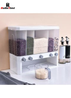 RollsTimi  Rice Dispenser, Rice & Grain Storage Container Rotating Rice Storage Bucket One-Click Round Rice Output for Beans, Rice Beans Grains  - Image 1